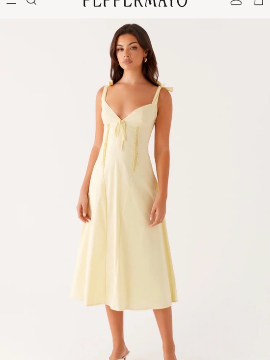 Peppermayo Dresses & Skirts - Peppermayo Pale Yellow Tie-Shoulder Midi Dress